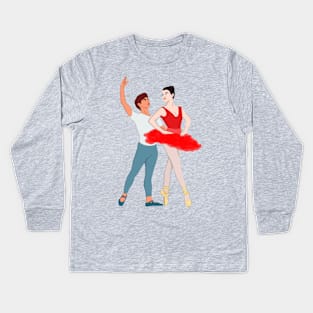 Ballet Couple Pas De Deux Dancer Kids Long Sleeve T-Shirt